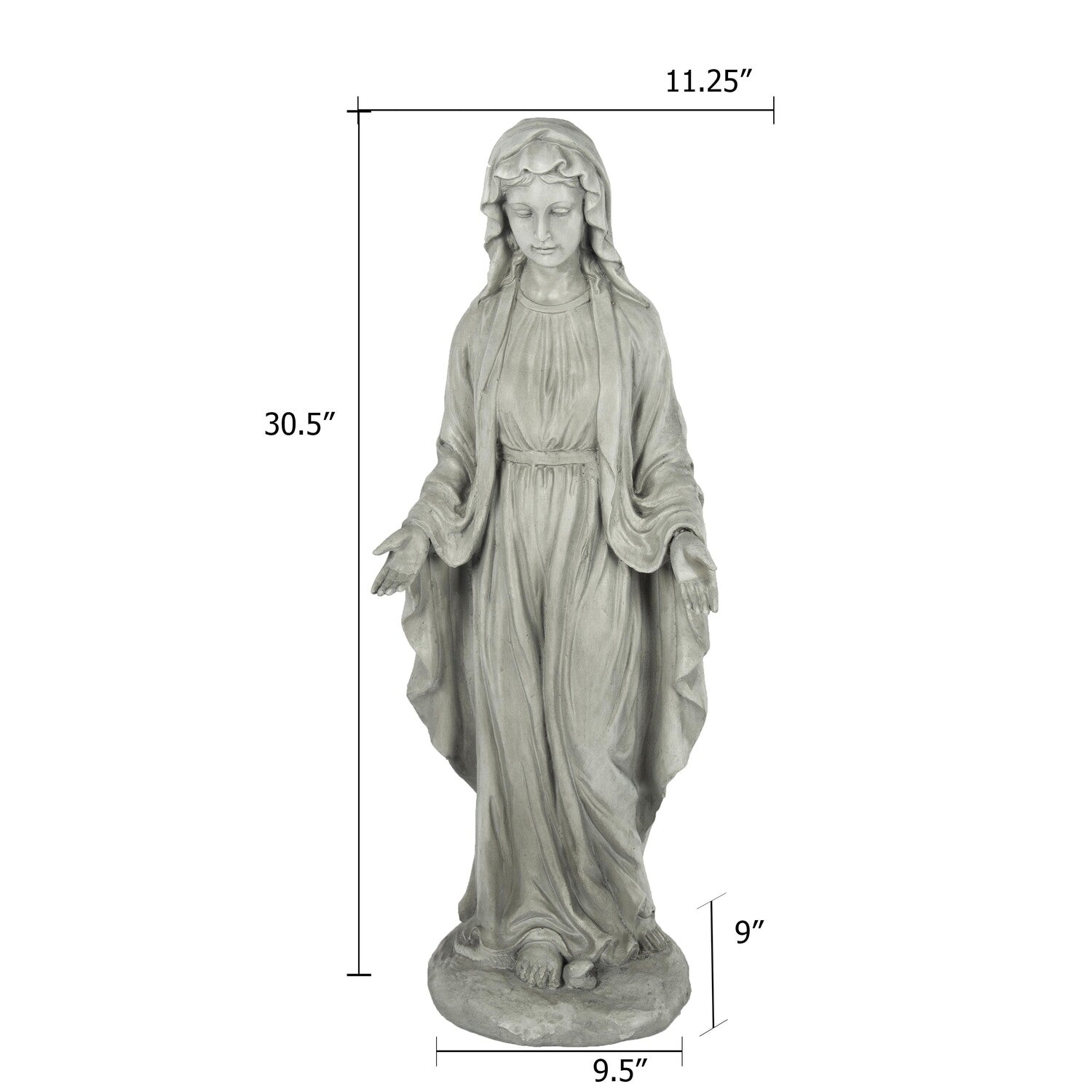 LuxenHome 30.5 in. MgO Virgin Mary Garden Statue  Gray