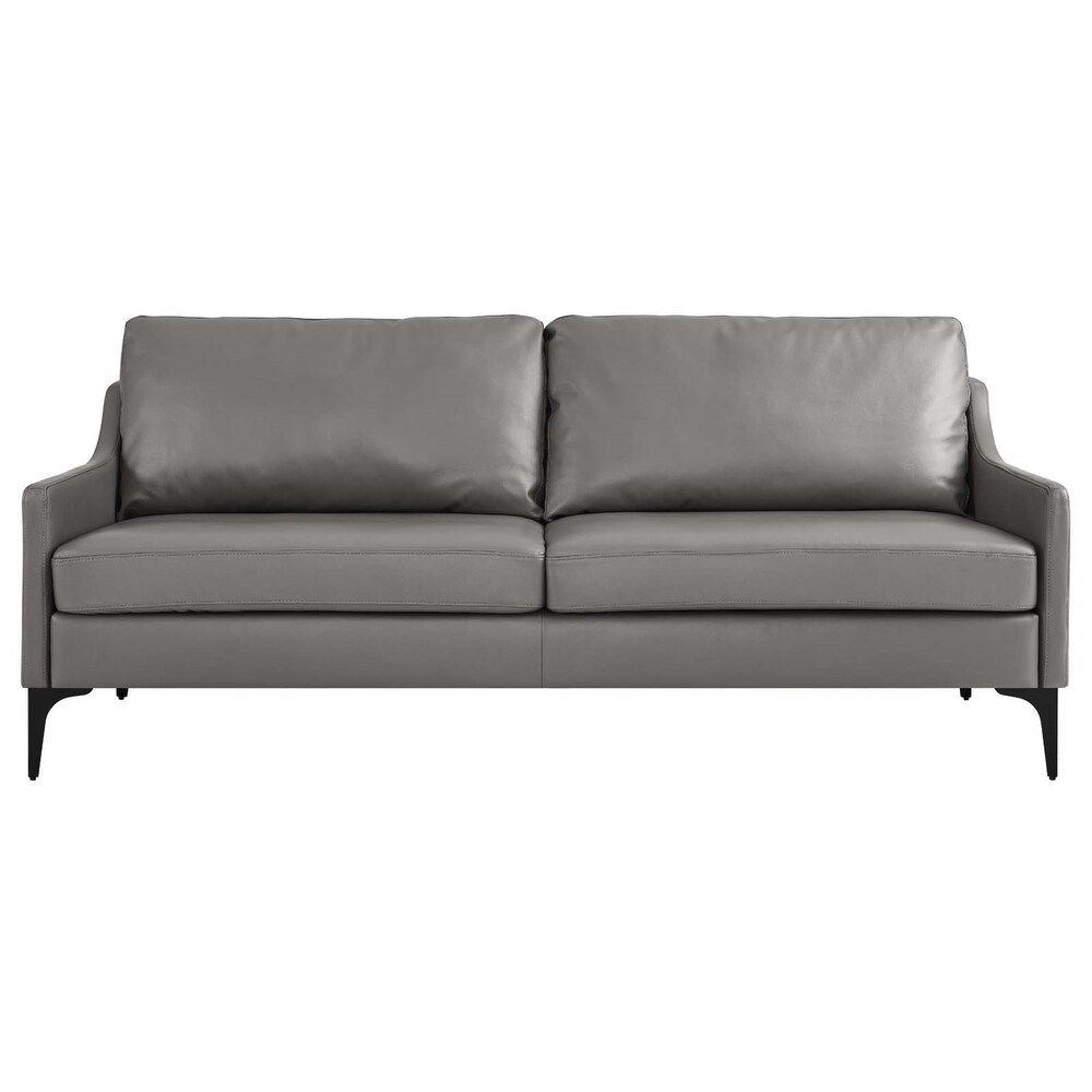 Genoa Modern Grey Leather Upholstered Sofa