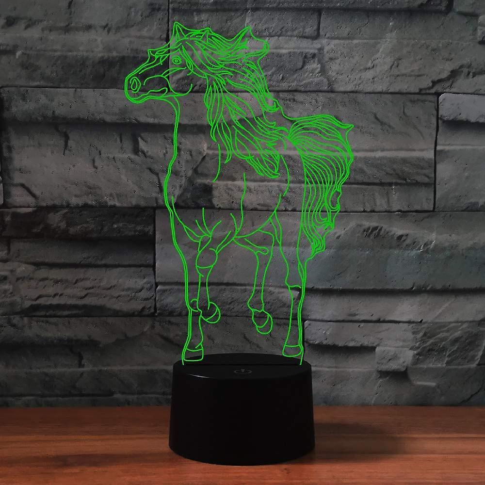 3d Gallant Horse Night Light 7 Color Change Led Table Desk Lamp Acrylic Flat Abs Base Usb Charger Home Toy Brithday Xmas Kid Children Gift