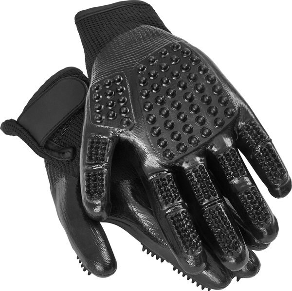 Frisco Dog and Cat Deshedding and Grooming Gloves， Black