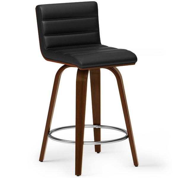 WYNDENHALL Madigan Mid Century Modern Counter Height Stool in Black Faux Leather - 18.9