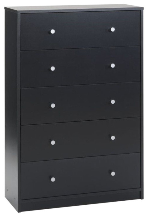 Atlin Designs Contemporary 5 Drawer Engineered Wood Chest in Black   Transitional   Dressers   by Homesquare  Houzz