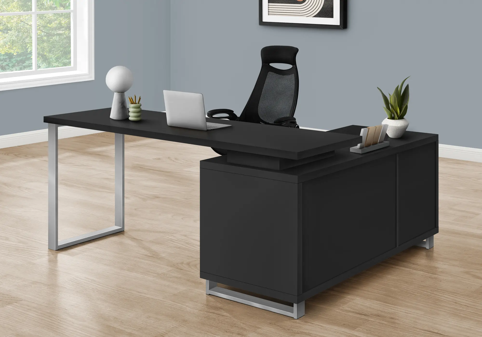 Monarch Black 72 L Shaped Computer Desk