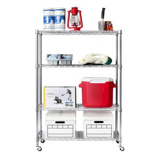 Seville Classics Chrome Plated 4-Tier Heavy Duty Steel Wire Garage Storage Shelving Unit (36 in. W x 56.5 in. H x 14 in. D) SHE15387B