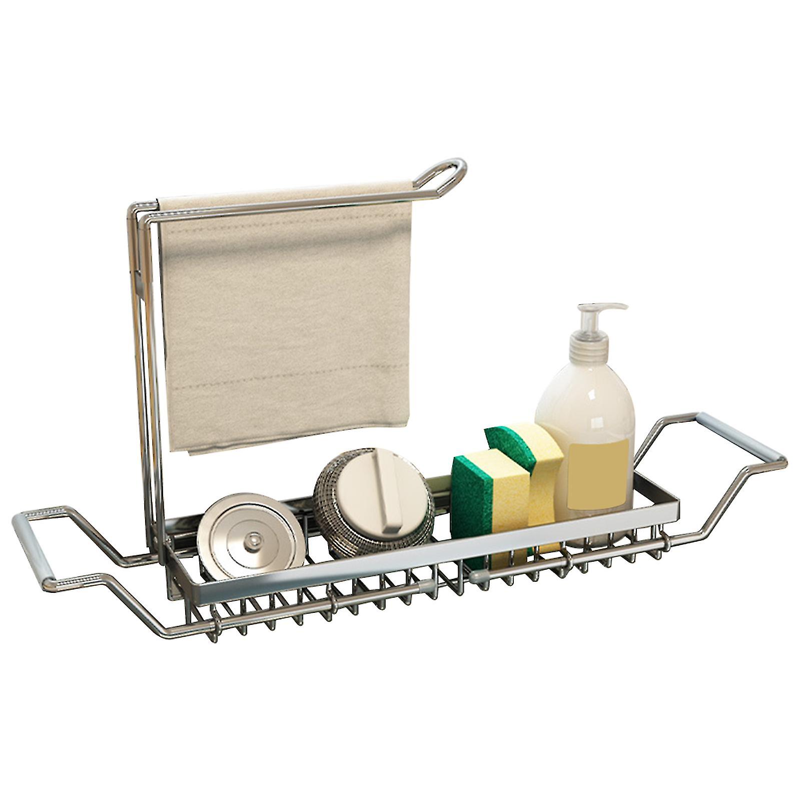 Kitchen Sink Sponge Holder Soap Expandable Rack Storage Drain Caddy Organizer