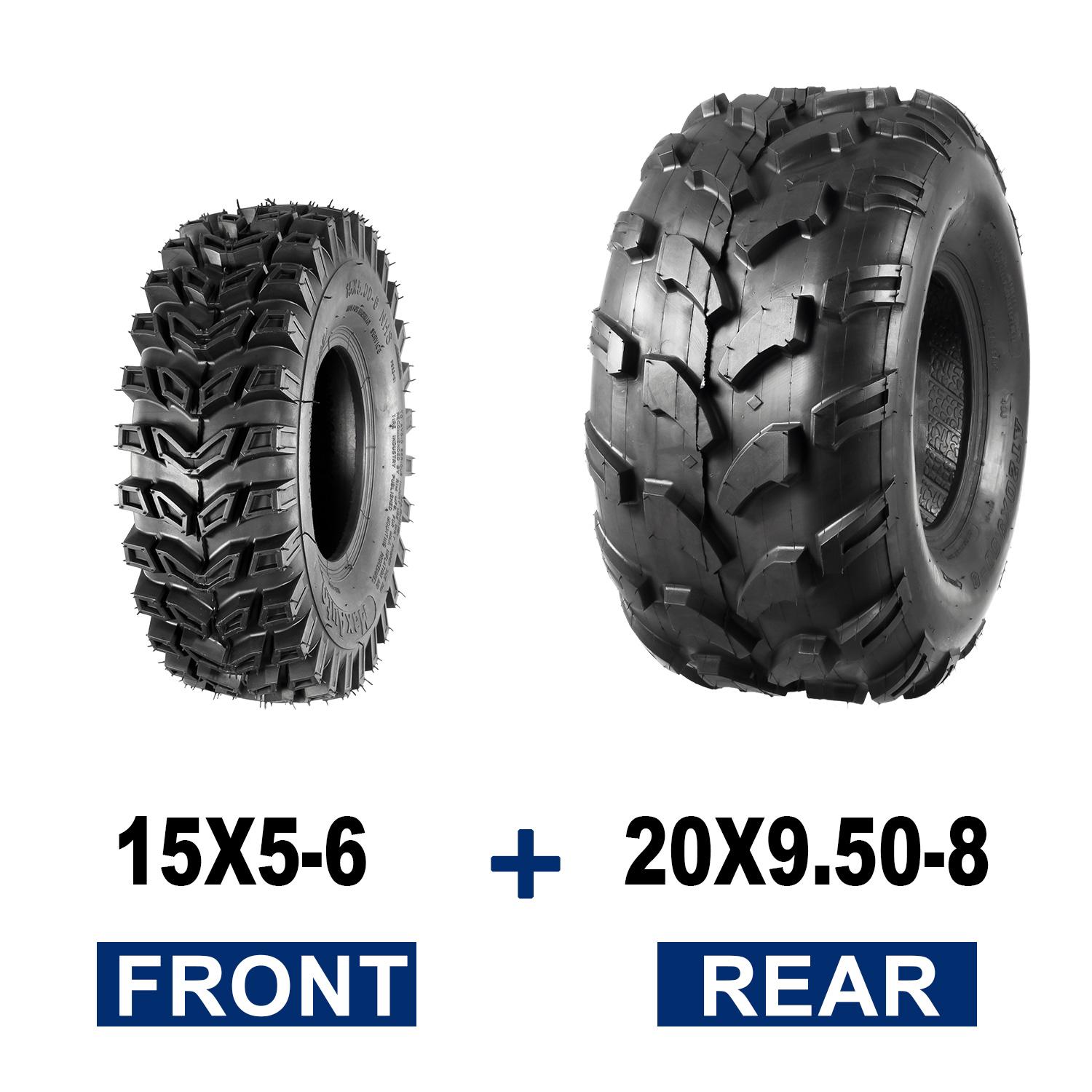 MaxAuto Set of 4 15X5-6 Front Tires and 20X9.50-8 Rear Lawn Mower Turf ATV Tires