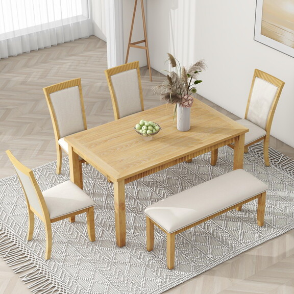 TOPMAX Rustic Solid Wood 6 piece Dining Table Set ...