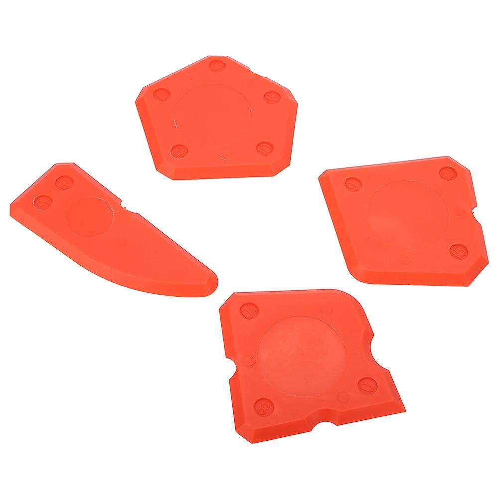 4pcs Caulk Tools Kit Silicone Glass Cement Scraper For Sealant Grout Finishing Sealing (red)