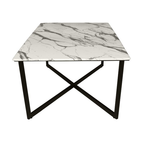 White and Black Cross Legs Table