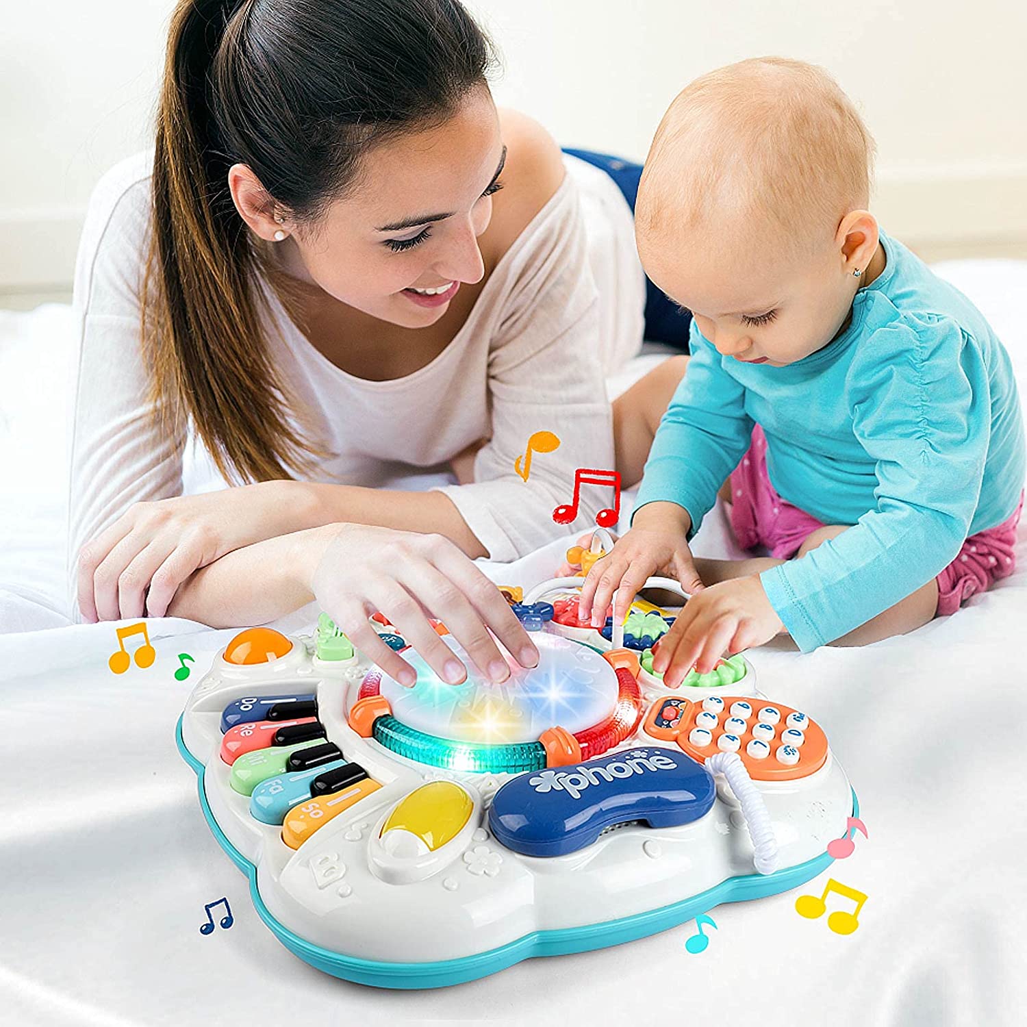 UISHUS Baby Toys, Activity Table for Baby 6 to 12-18 Months, Learning Musical Toddler Toys for 1 2 3 Year Old Boys Girls Gifts