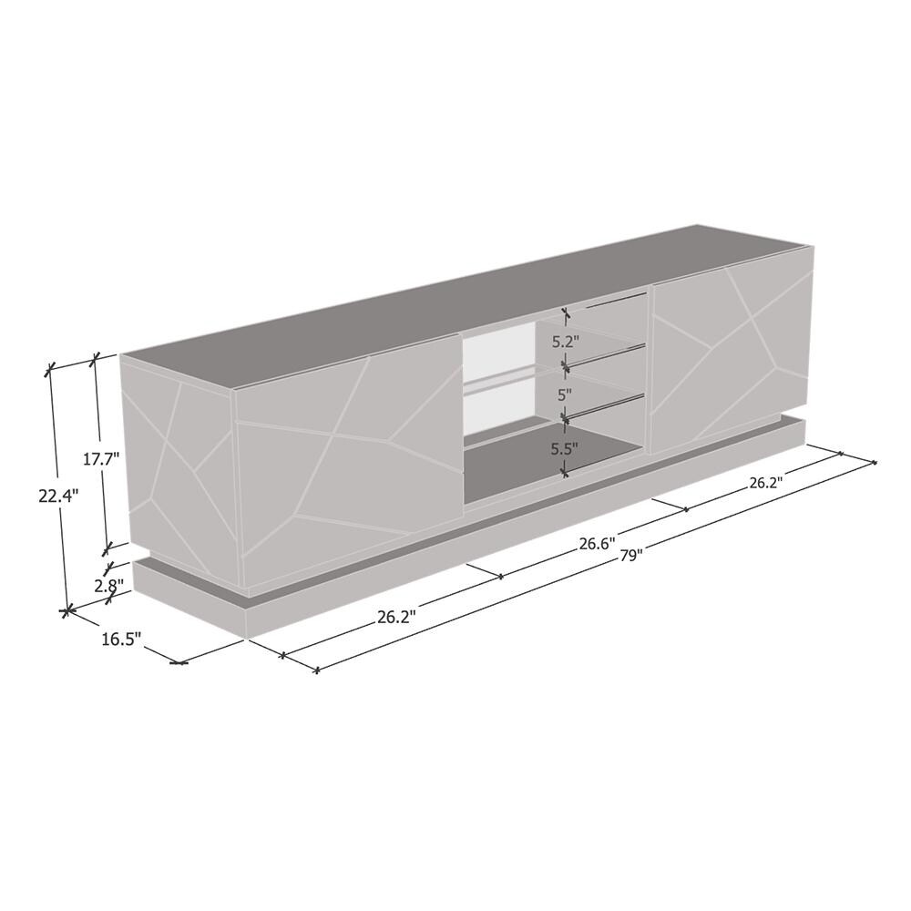 Qiu Modern Glossy White 63  OR 79 inch TV Console