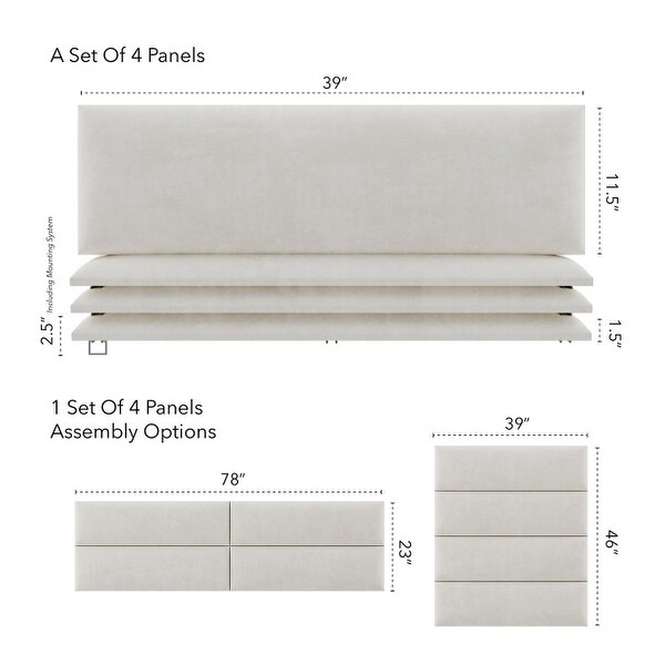 Vant Upholstered Headboards - Neutral Sand - 39 Inch - Set of 4 panels - - 12246090