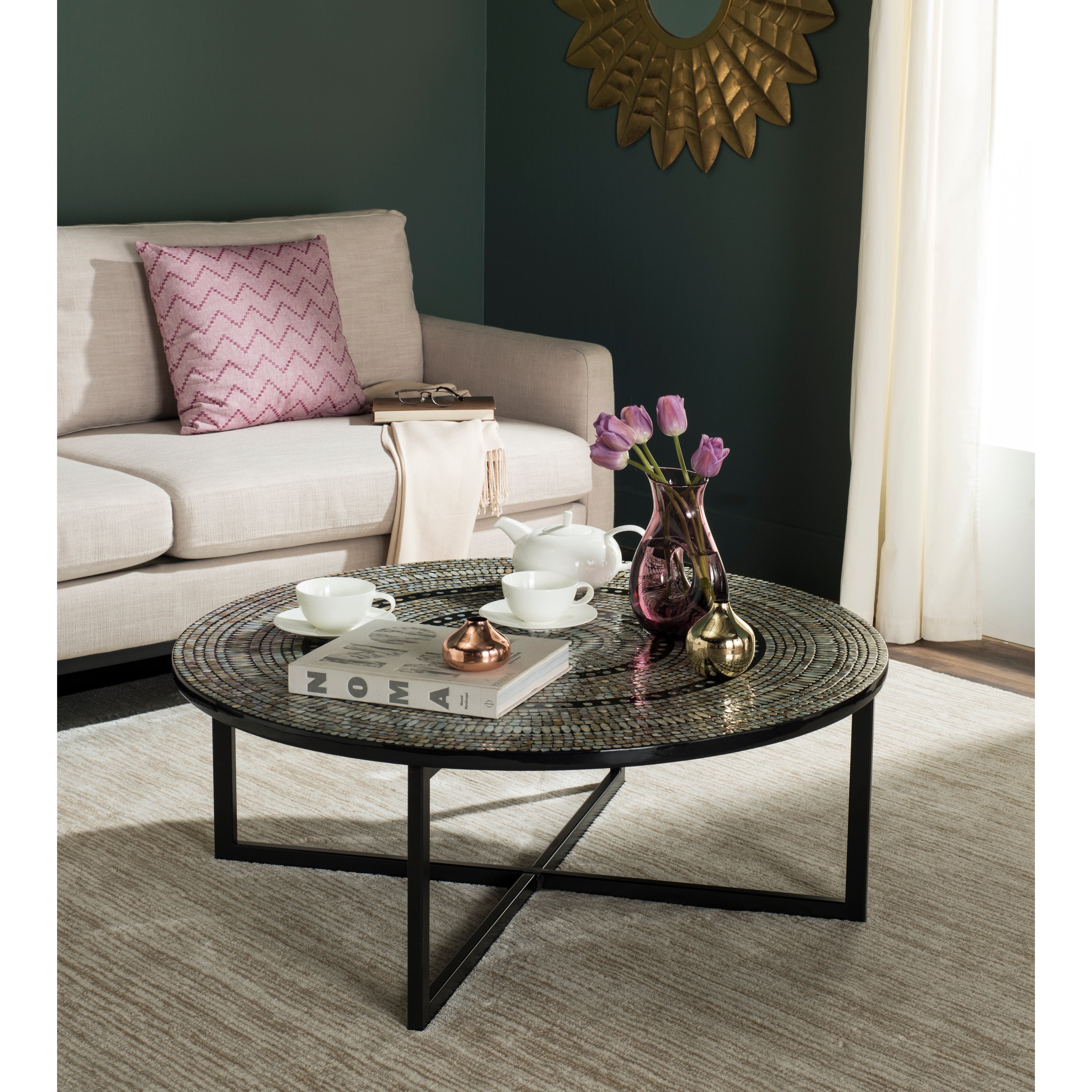 SAFAVIEH Cheyenne Grey Round Coffee Table - 39.8