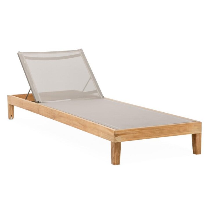 Signature Sabine Landing Teak Patio Chaise Lounge W/Grey Sling