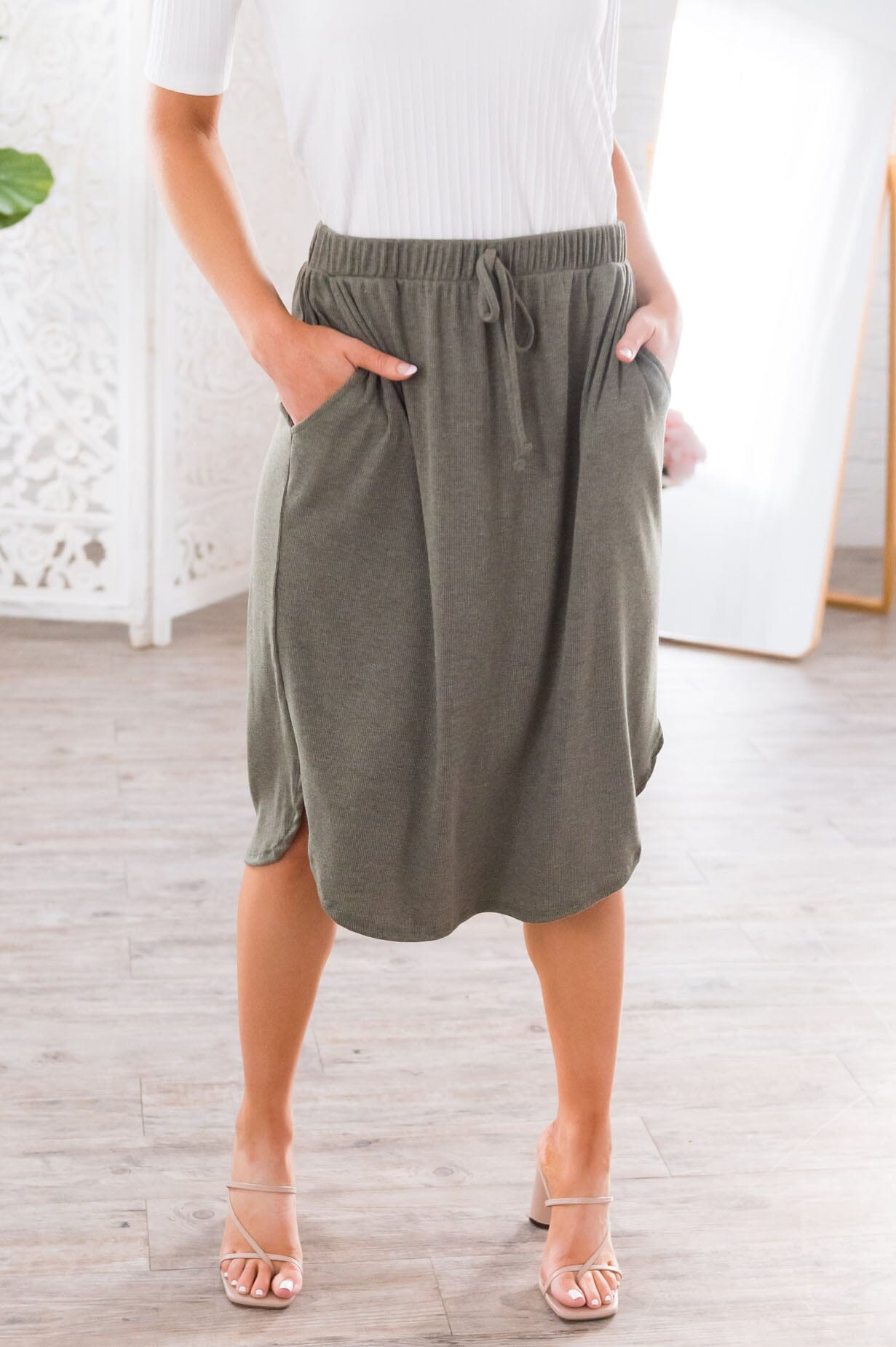 Well Wishes Modest Ribbed Jersey Skirt