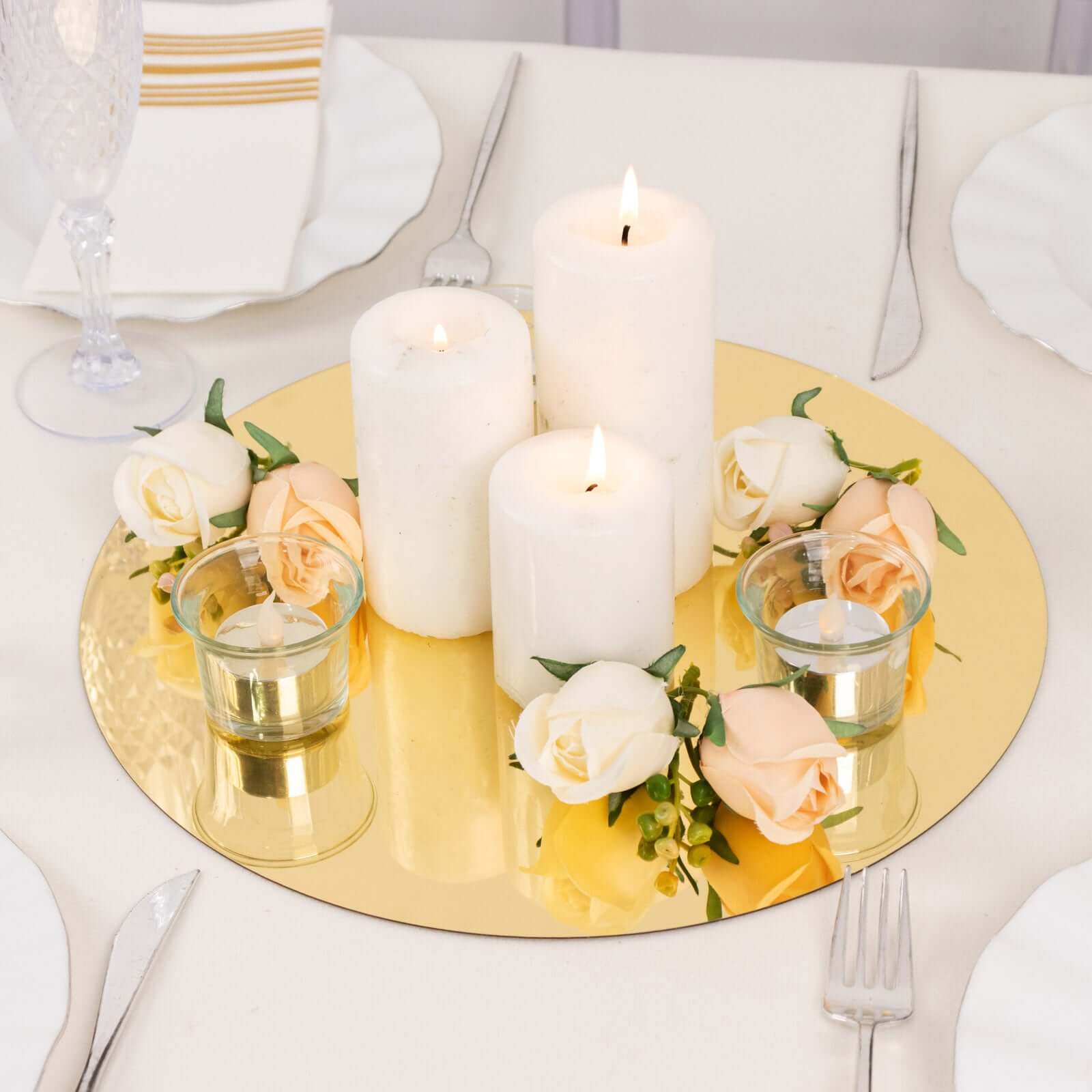 10 Pack Gold Mirror Acrylic Charger Plates For Table Setting, Lightweight Round Decorative Dining Plate Chargers 13