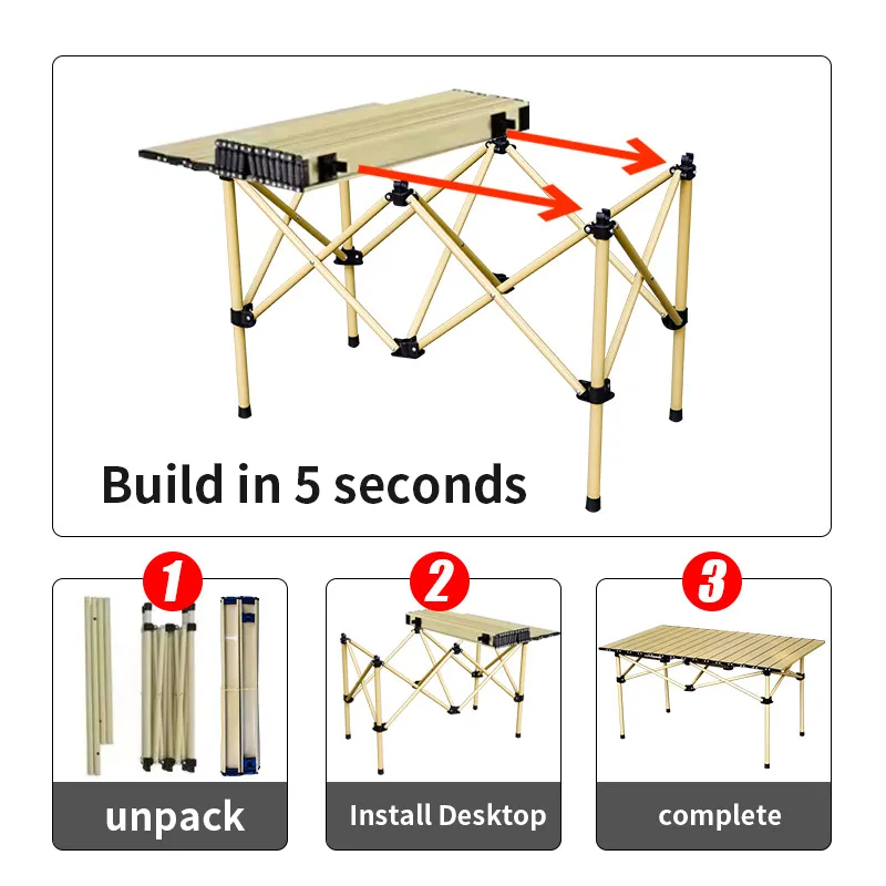 Portable camping tables and chairs Picnic tables with wood grain outdoor folding tables