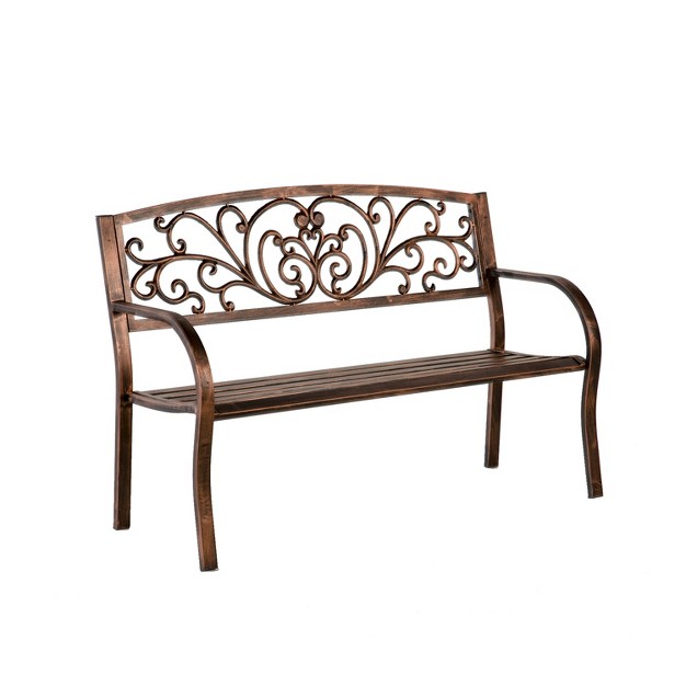 Evergreen Blooming Garden Metal Bench