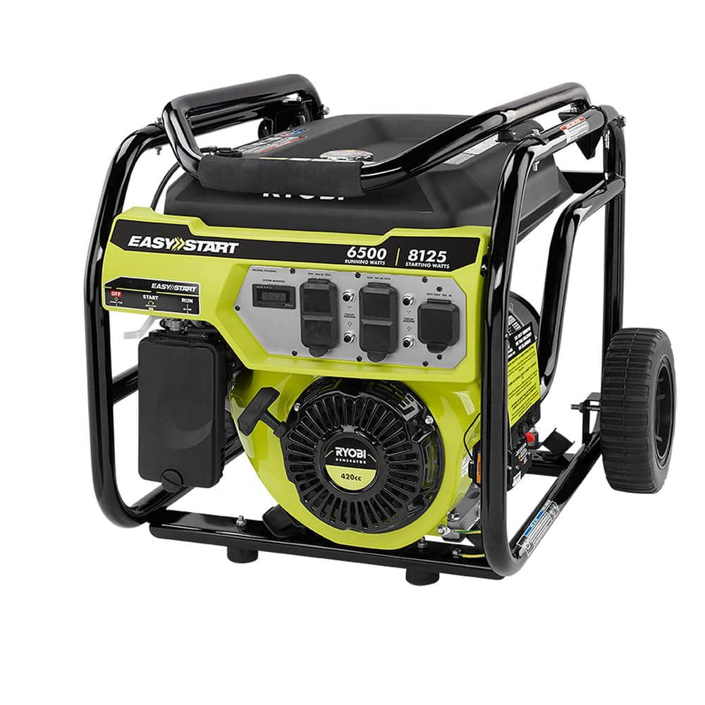 RYOBI 6,500-Watt Gasoline Powered Portable Generator with CO Shutdown Sensor RY906500S