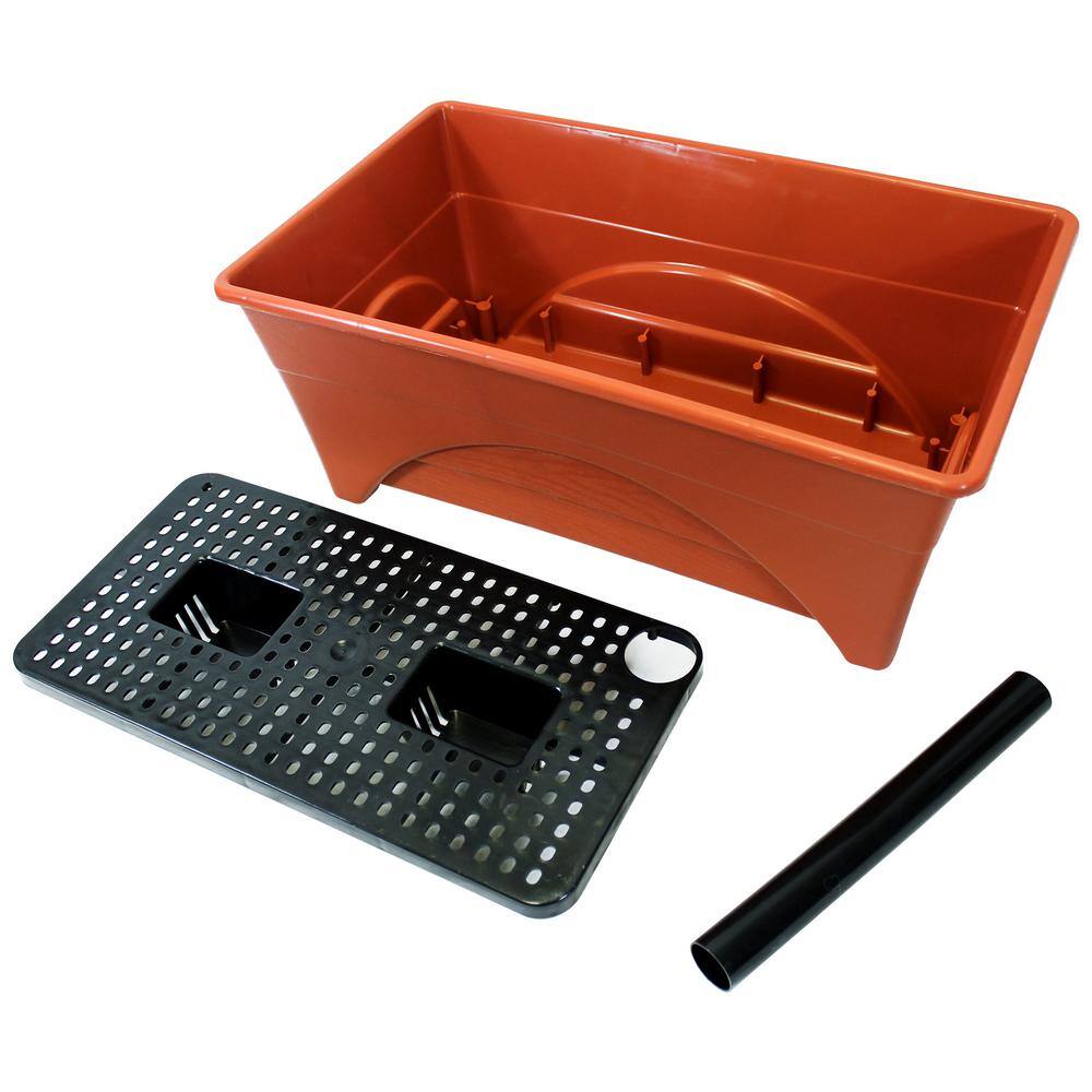 CITY PICKERS Start Pickin' 12 in. x 20 in. Terra Cotta Resin Patio Raised Garden Bed Grow Box Kit with Self Watering System 2375