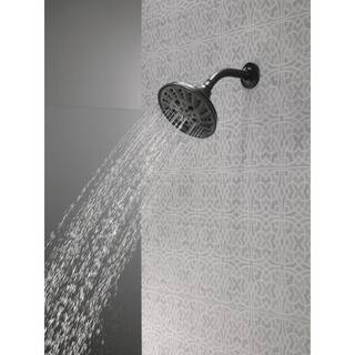 Delta Pivotal 5-Spray Patterns 1.75 GPM 6 in. Wall Mount Fixed Shower Head with H2Okinetic in Matte Black 52669-BL