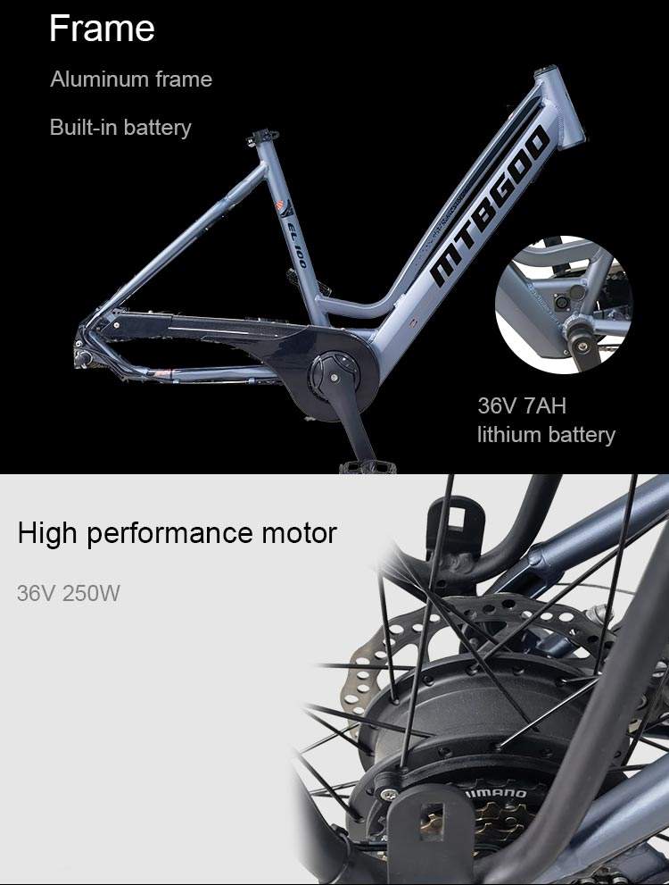 Online hot selling 26 inch 36V 250w motor aluminum alloy frame street use 7 speed grey color electric bike with LCD display