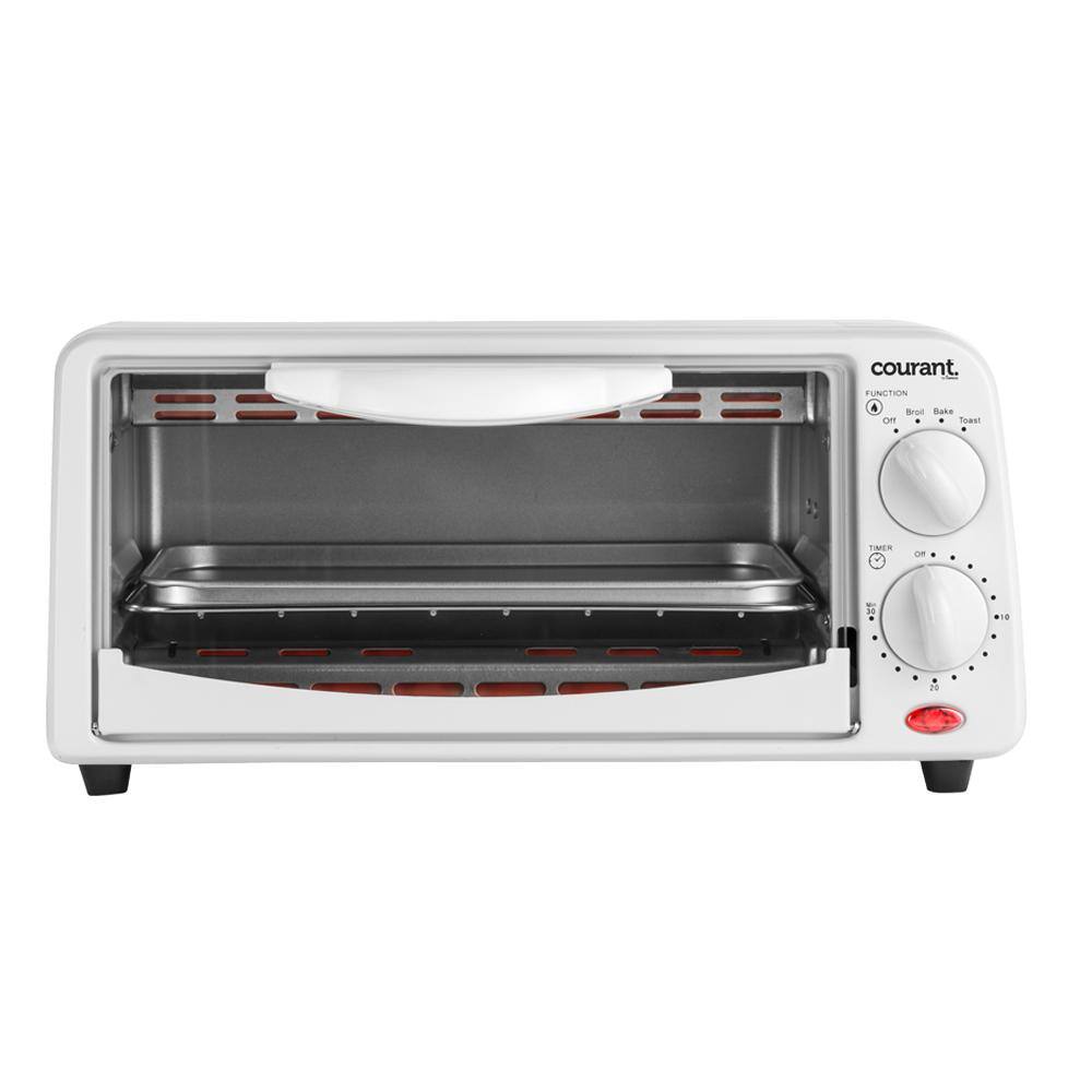 Courant 650-Watt 2-Slice White Toaster Oven with Toast Bake and Broil Functions MTO621W974