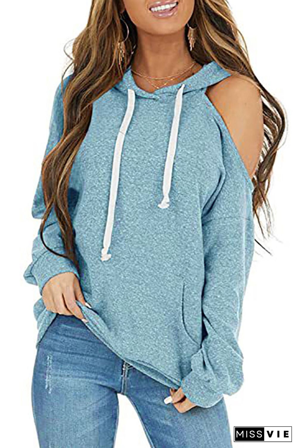 Solid One Shoulder Hoodie Women Wholesale