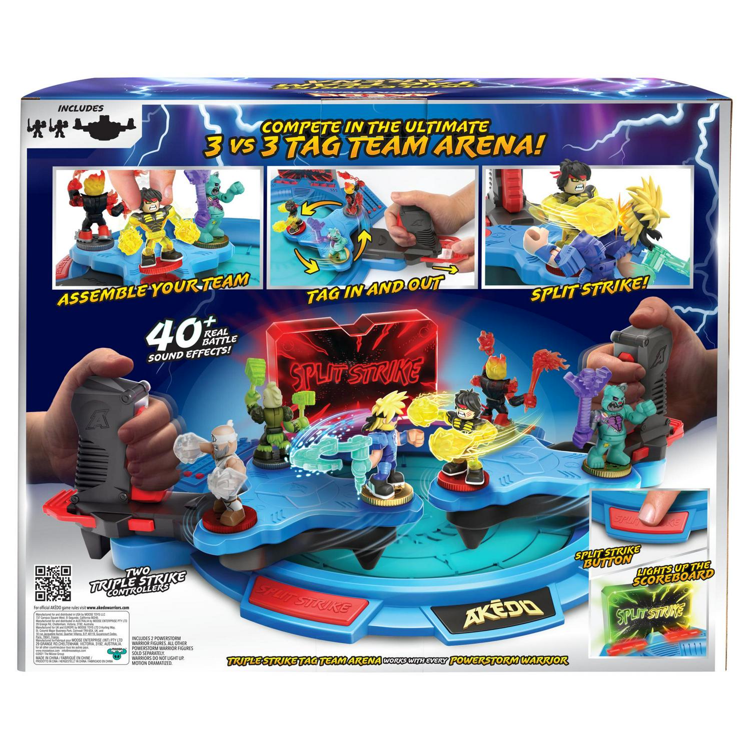 Akedo Powerstorm Triple Strike Tag Team Arena With 40+ Battle Sound Effects Light Up Scoreboard And 2 Battling Warriors Exclusive To The Playset Boys Ages 6+  Crowdfused