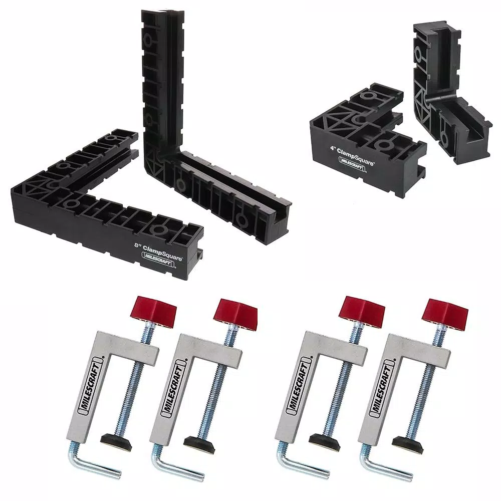 Milescraft 90° Corner Clamp， Positioning/Assembly Squares and Fence Clamps Bundle (8-Piece) and#8211; XDC Depot