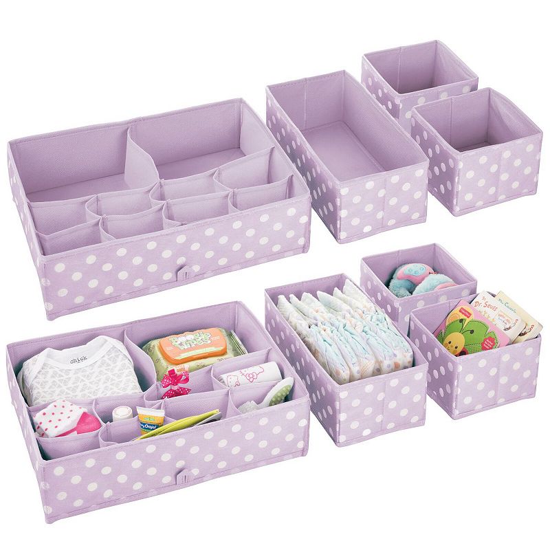 mDesign Fabric Nursery Divided Drawer Storage Bin - 2 Pack