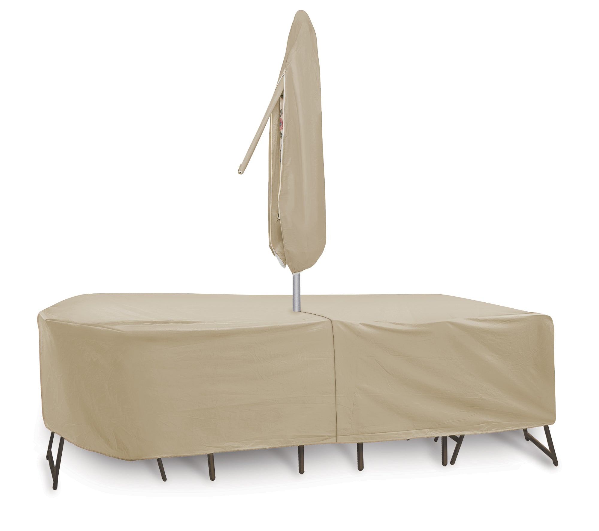 Oval/Rect Table & Chair Cover for 60"-66" table with 6 High Back Chairs, 30" height; includes umbrella hole