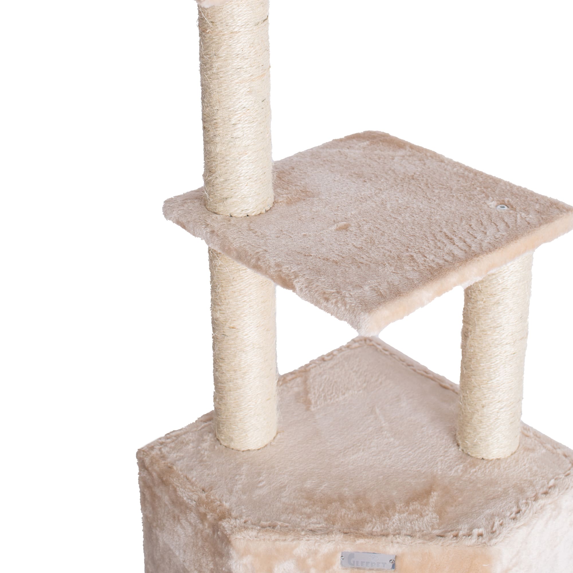 GLEEPET Beige GP78480321 Real Wood Cat Tree with Perch And Playhouse， 48