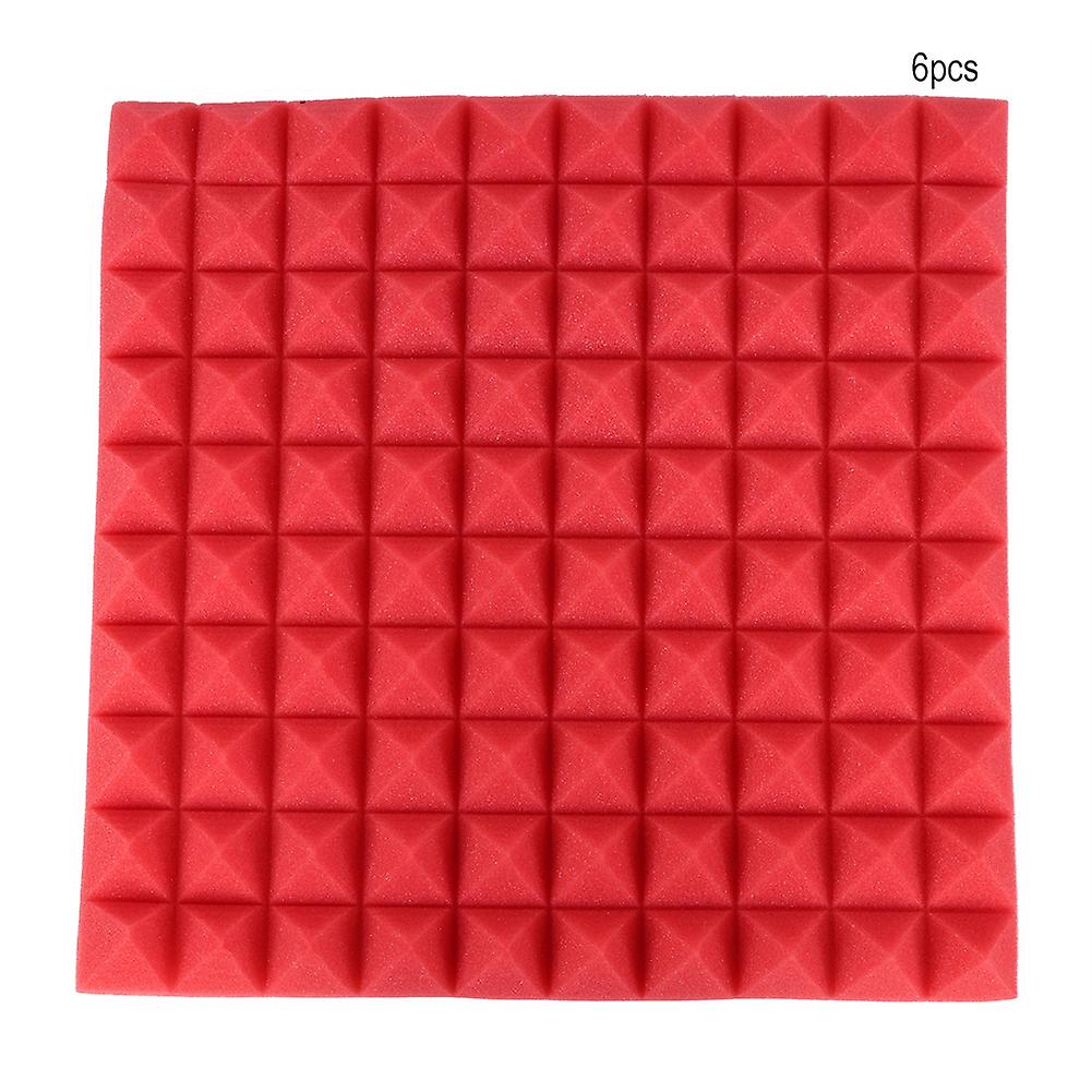 50*50*5cm 6pcs Pyramid Shape Sound Absorbing Soundproofing Cotton Foam (red)