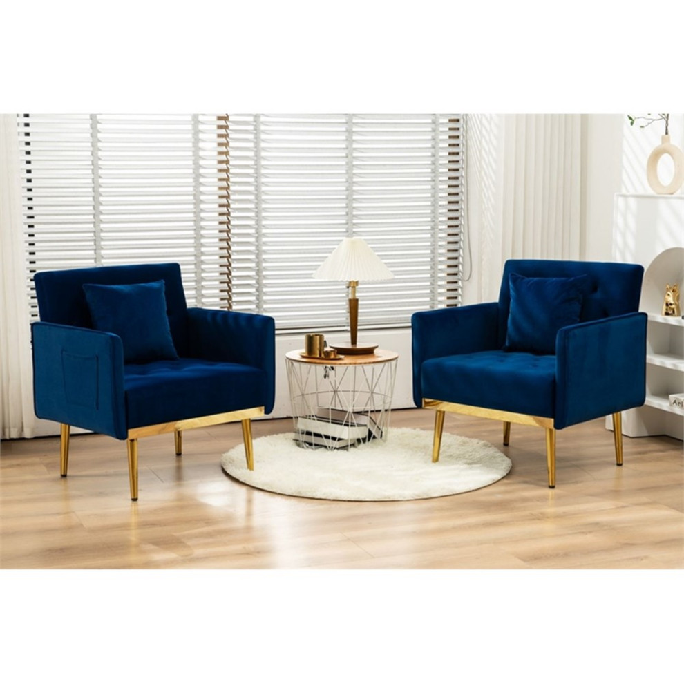 28.3  x27 x27Wide Velvet Contemporary Modern Style Accent Armchair Blue Color   Midcentury   Armchairs And Accent Chairs   by Homesquare  Houzz