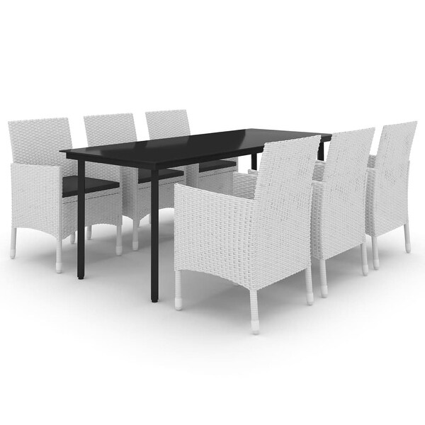 vidaXL Patio Dining Set Outdoor Table and Chair Set Poly Rattan and Glass