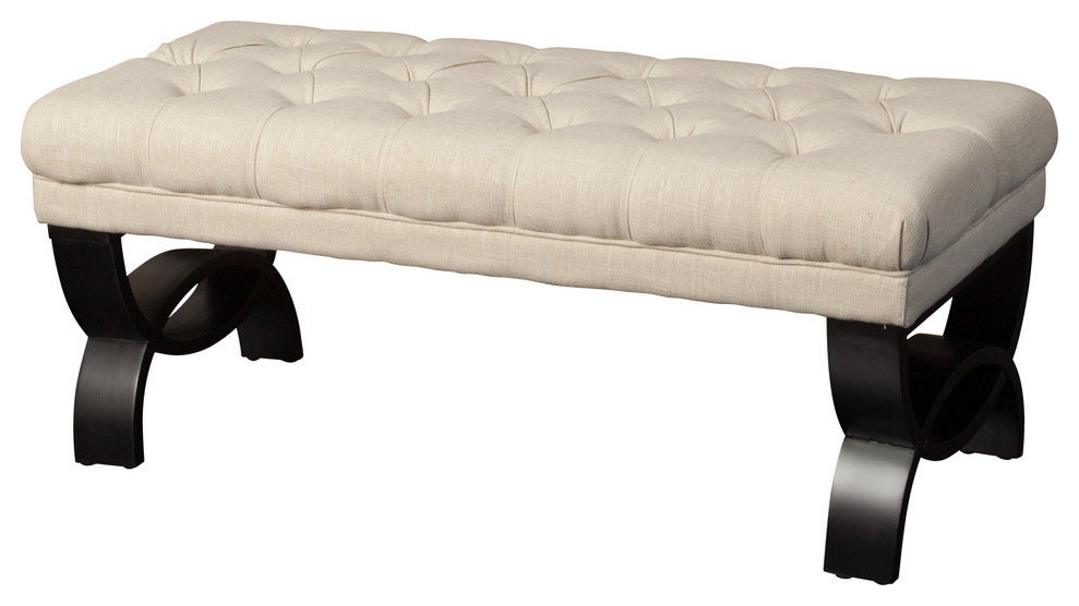 GDF Studio Colette Tufted Fabric Ottoman Bench   Transitional   Upholstered Benches   by GDFStudio  Houzz