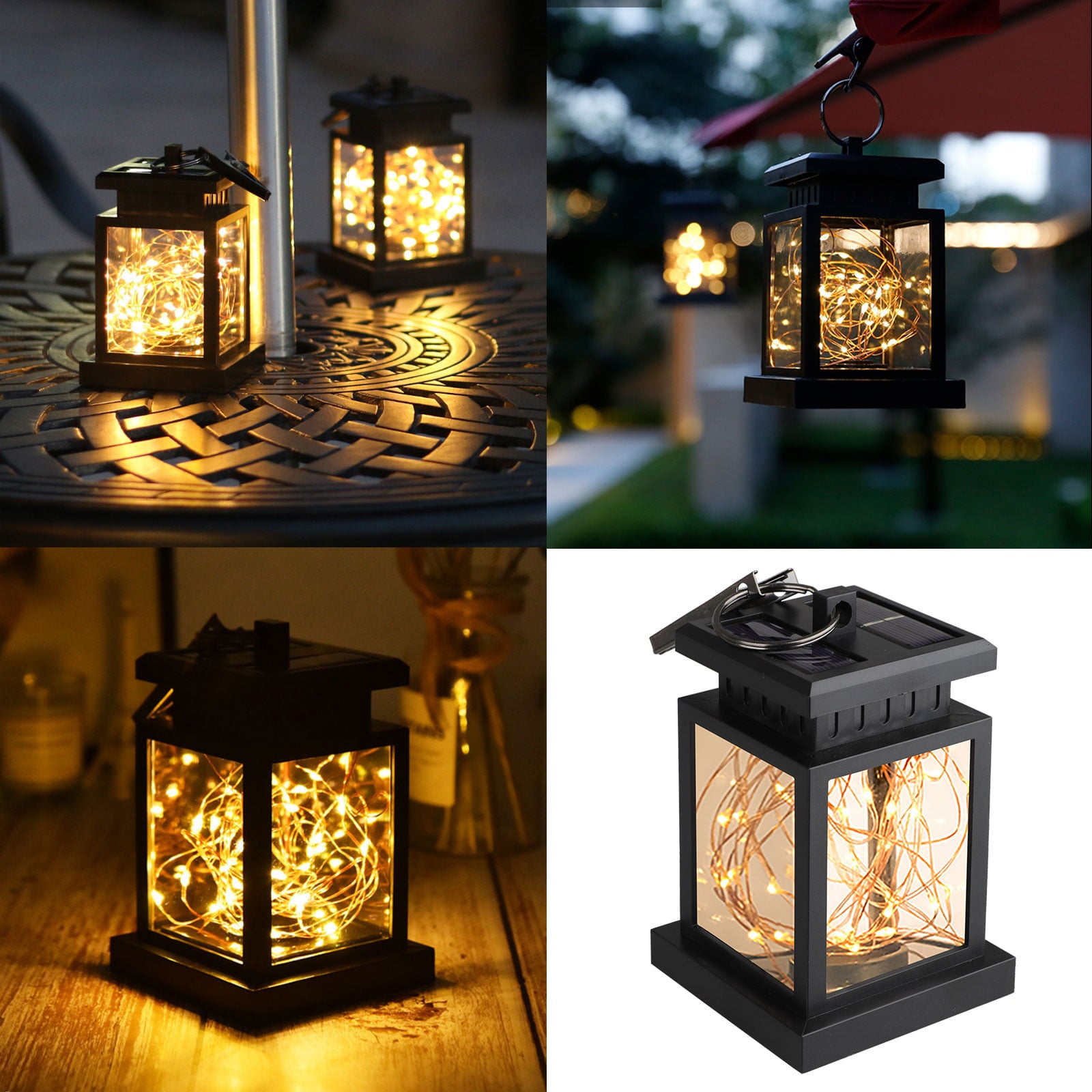 EEEkit Black Solar Outdoor Hanging Lantern With Waterproof