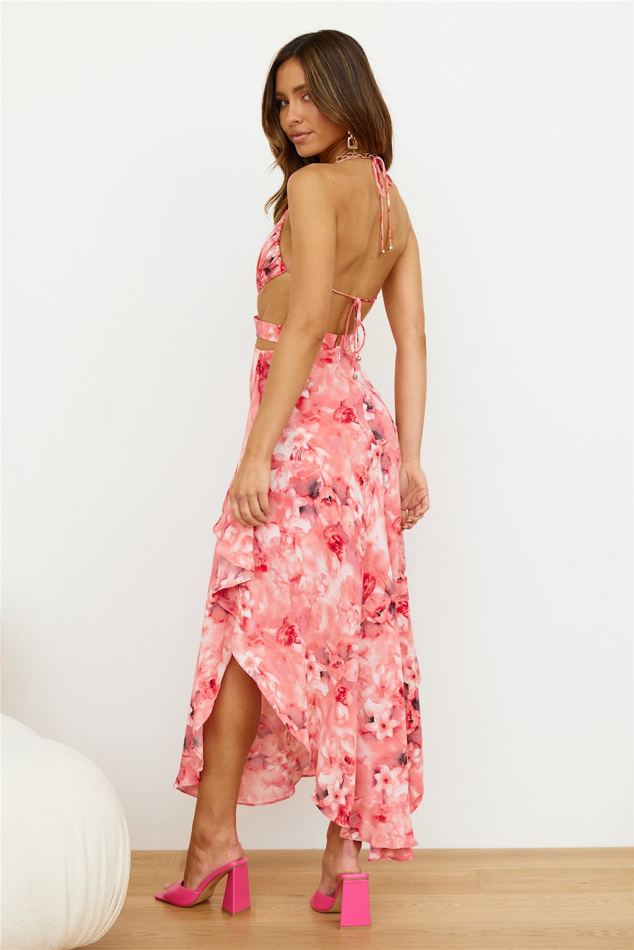 Bloomed Up Maxi Dress Red