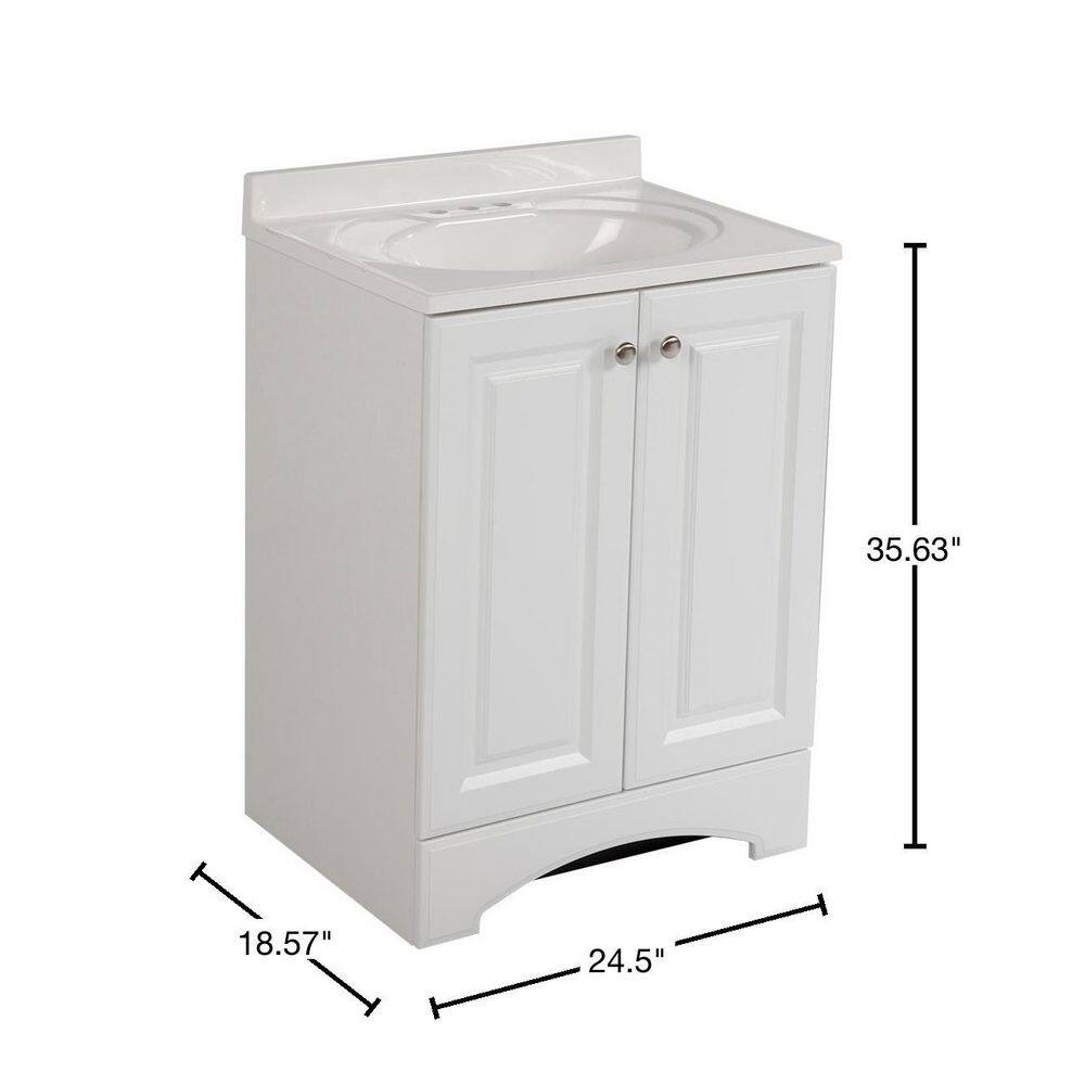 Glacier Bay 24.5 in. W x 18.63 in. D Bath Vanity in White with Cultured Marble Vanity Top in White with White Sink Top (4-Pack) GB24P2V1-WH