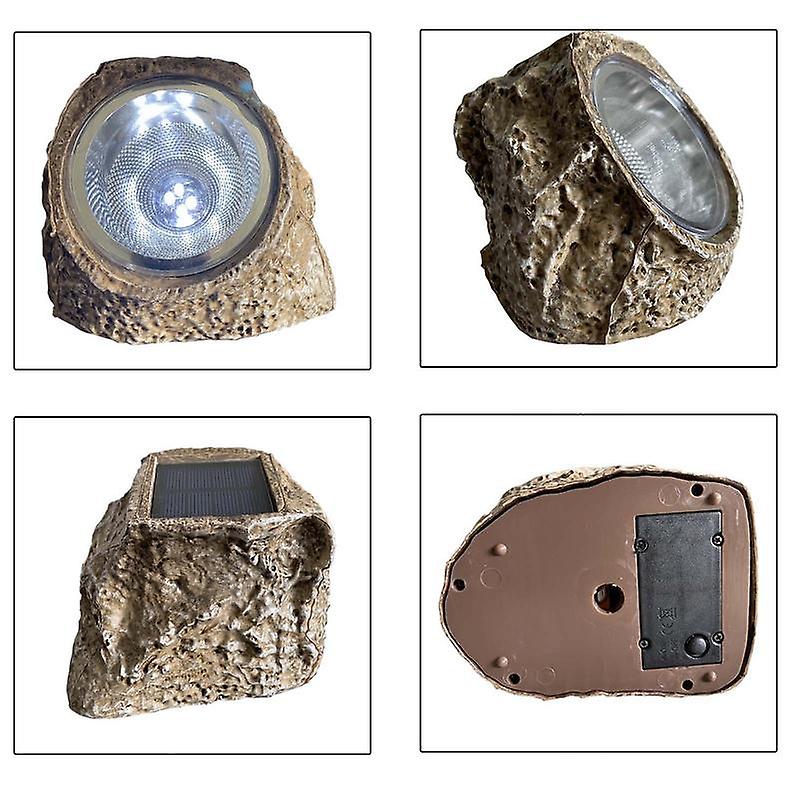 Outdoor Solar Rock Light Simulation Stone Solar Garden Lights With 4 Leds Waterproof Pond Light Outdoor Landscape Lawn Lamps