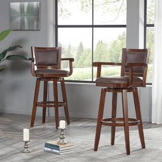 Boraam Broadmoor 34 in. Cappuccino Wood Swivel Extra Tall Barstool 51834