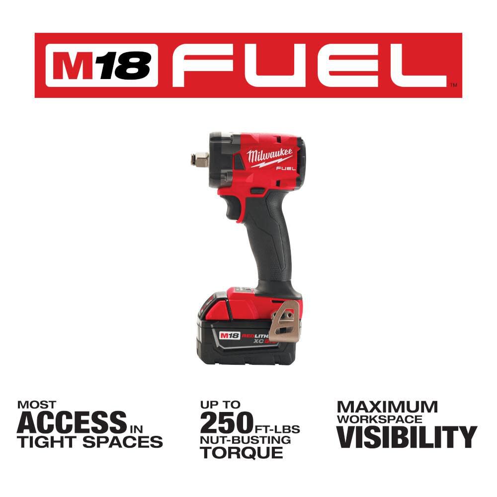 MW M18 FUEL 1/2 Compact Impact Wrench with Friction Ring Kit 2855-22 from MW