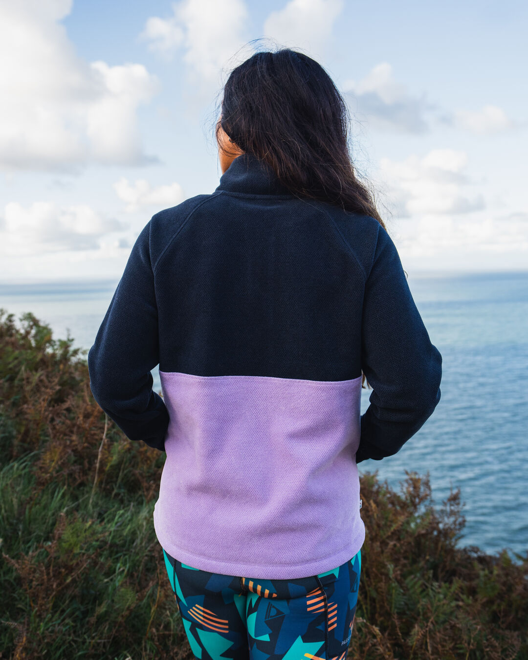 Snowdrop Pullover Recycled Polartec® Fleece - Lilac/ Deep Navy