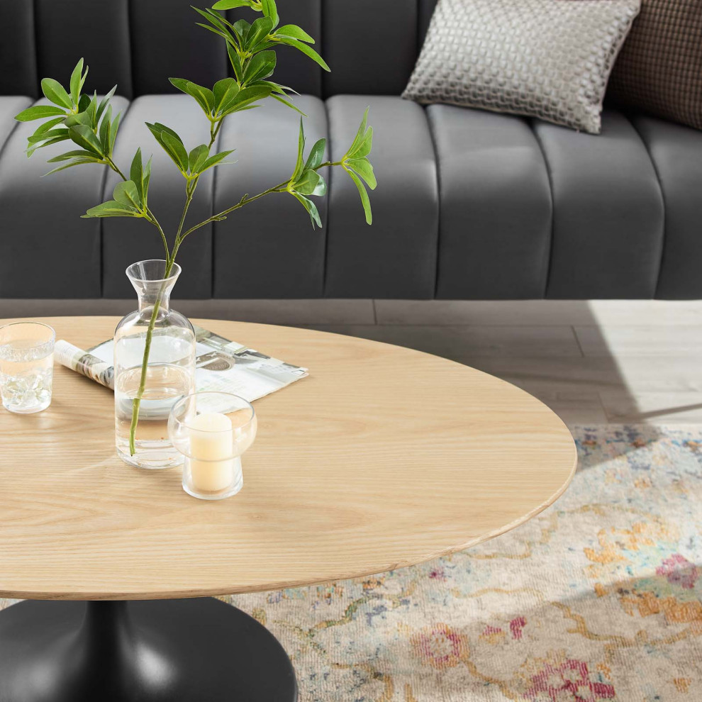 Lippa 48 quotWood Oval Coffee Table   Midcentury   Coffee Tables   by ShopFreely  Houzz