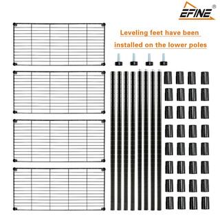 EFINE Black 4-Tier Carbon Steel Wire Garage Storage Shelving Unit NSF Certified (30 in. W x 47 in. H x 14 in. D) RL200-4