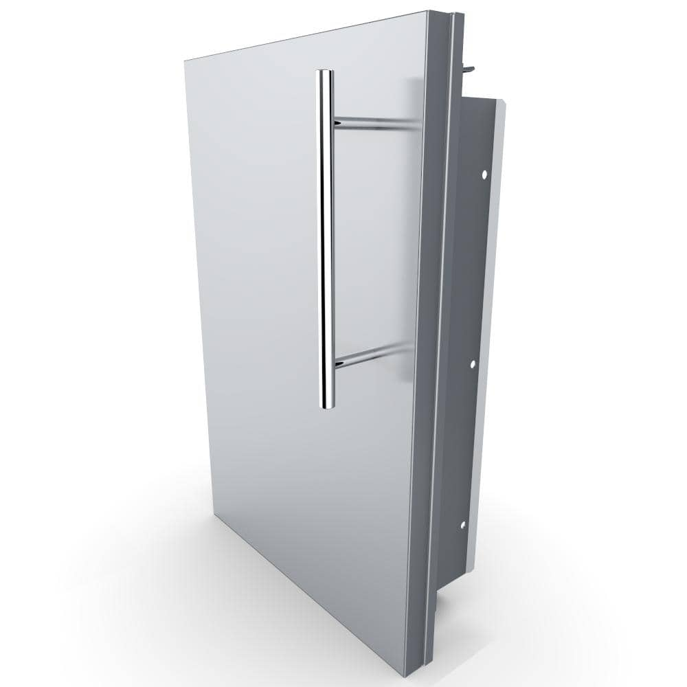 Sunstone Designer Series Raised Style 15 in. 304 Stainless Steel Single Door with Left Swing Shelf DE-DVL15