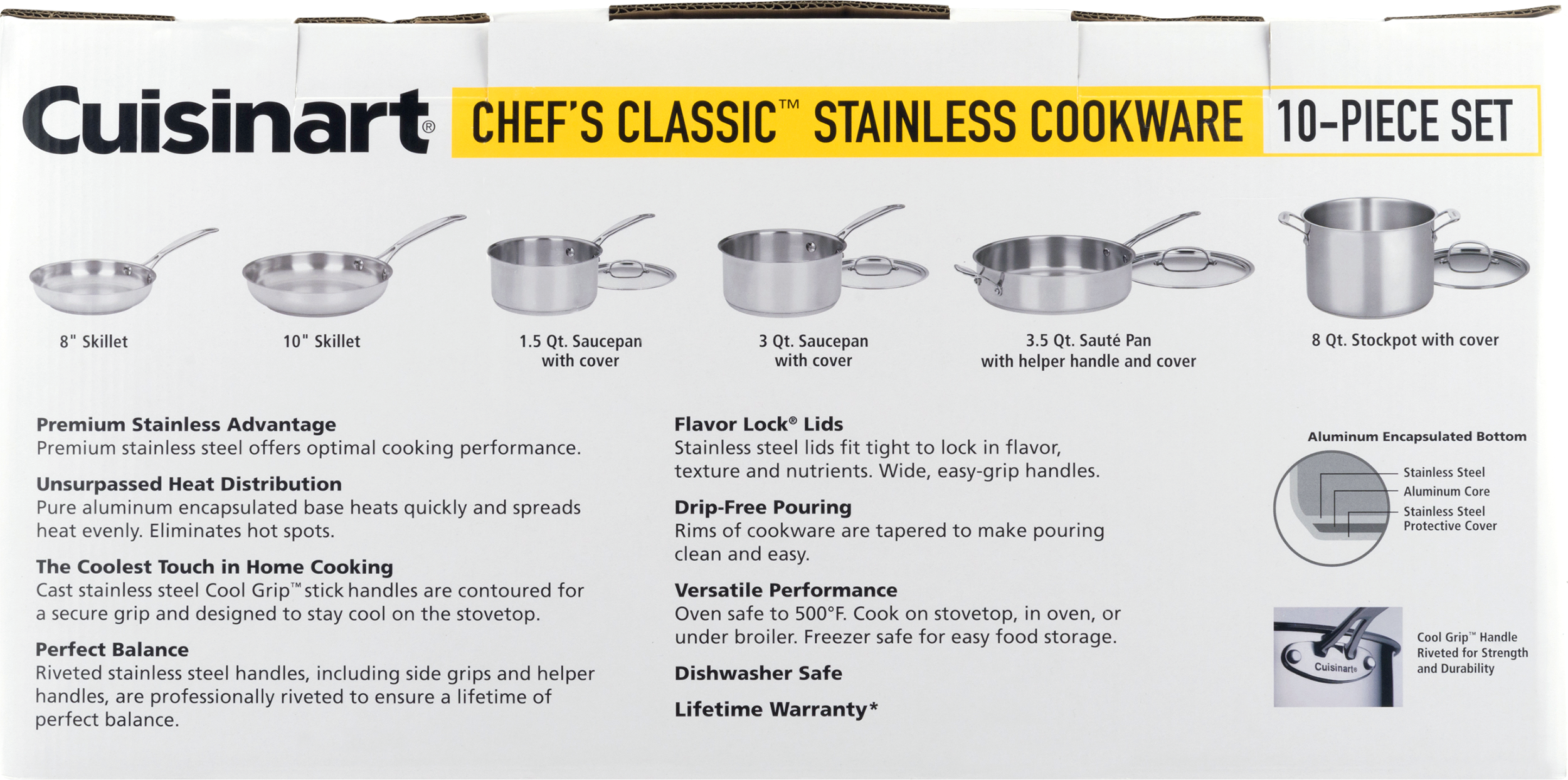 Cuisinart Chef's Classic Stainless Steel 10 Piece Cookware Set (77-10)