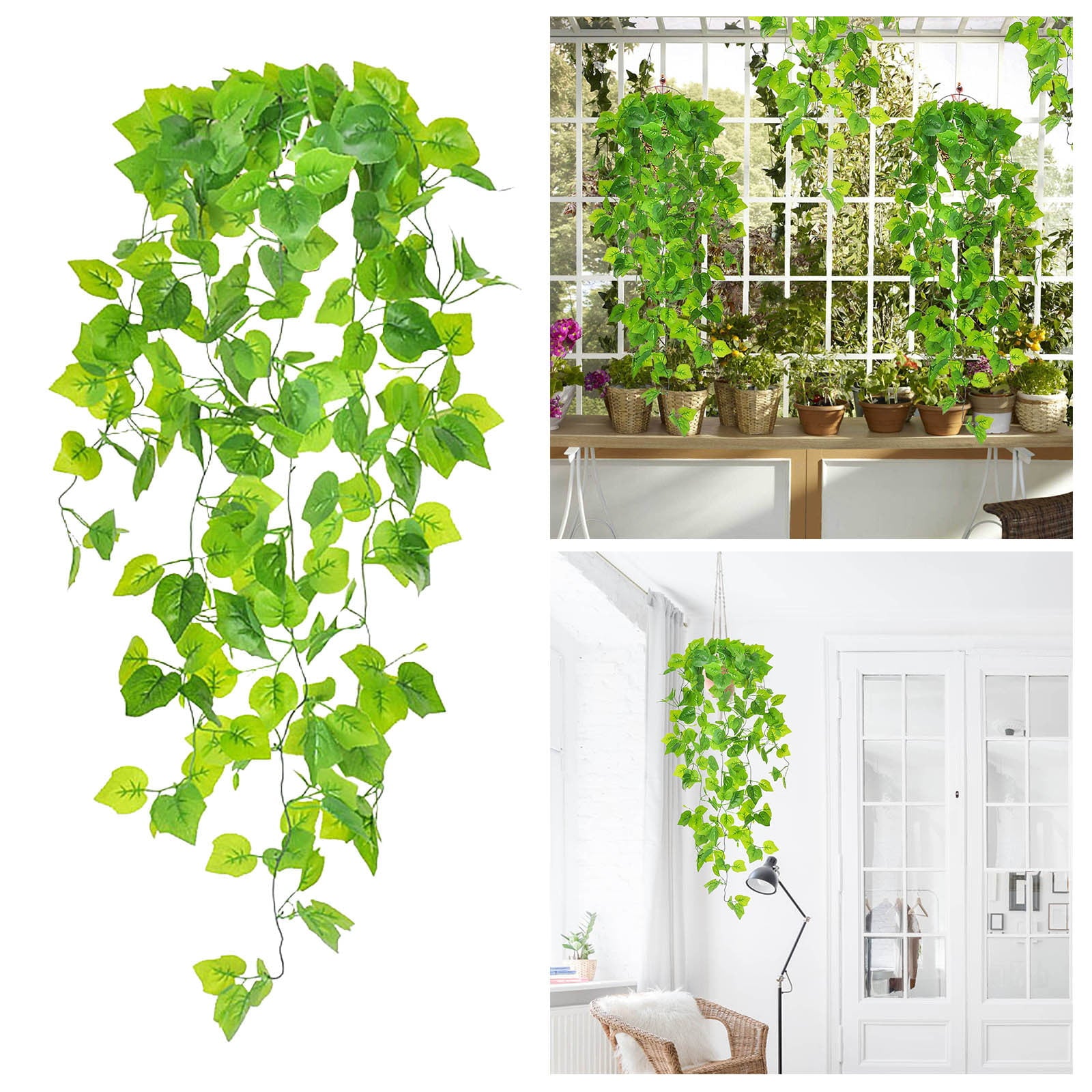 Tangnade Home Decor 1/2/3PCS Artificial Hanging Plants (No Baskets) For Wall Indoor And Outdoor Decoration