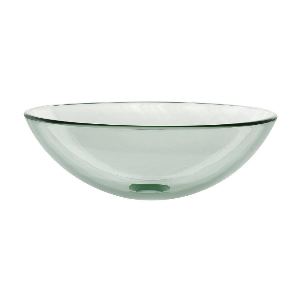 Swiss Madison Cascade Clear Round Glass Vessel Sink with Cascade Faucet SM-VSF251